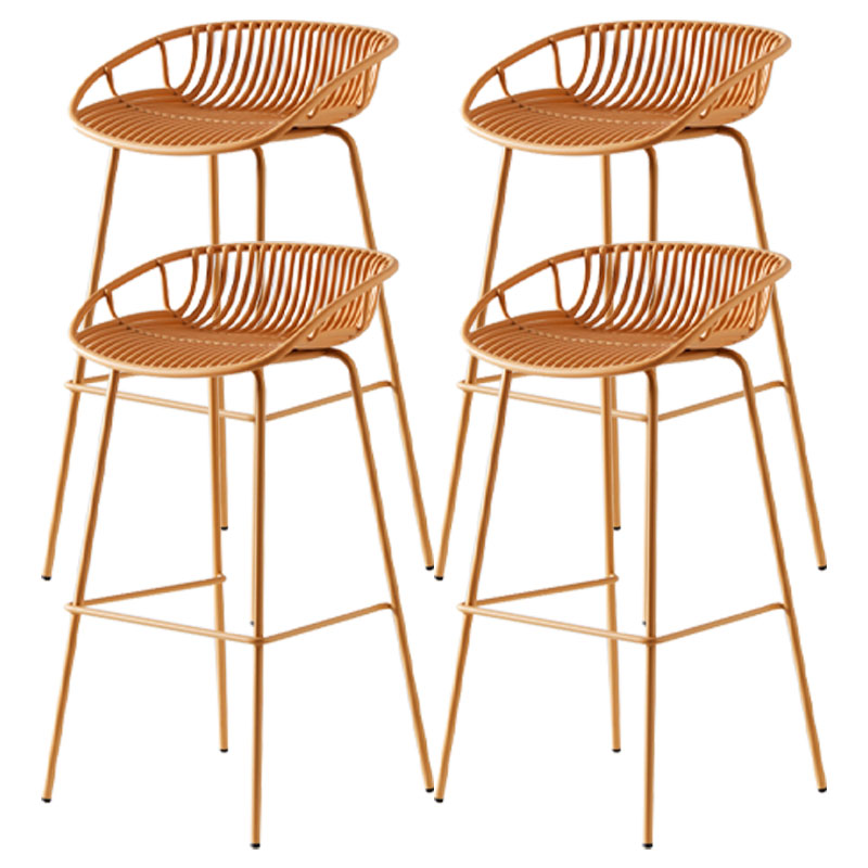 Nordic Metal Low Back Barstool Simple Indoor Tall Stool with Plastic Seat
