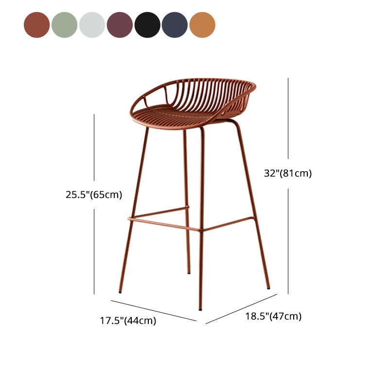 Nordic Metal Low Back Barstool Simple Indoor Tall Stool with Plastic Seat