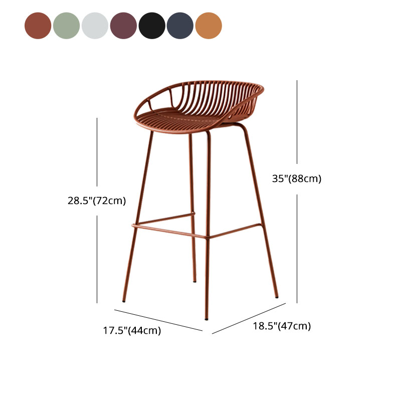 Nordic Metal Low Back Barstool Simple Indoor Tall Stool with Plastic Seat