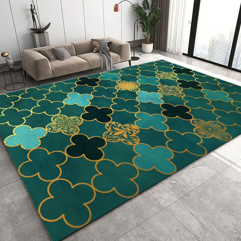 Black Modern Rug Polyester Pattern Rug Washable Indoor Rug for Home Decor