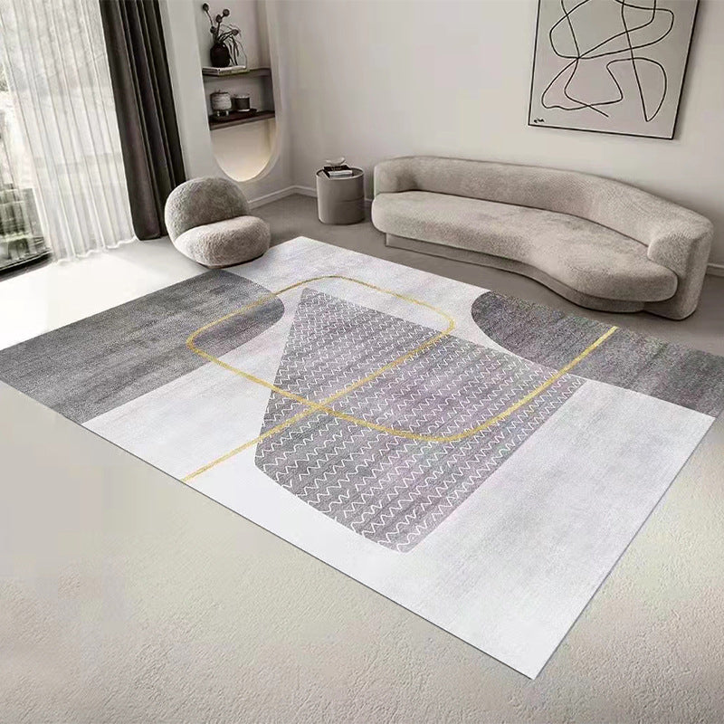 Light Brown Line Rug Polyester Modern Rug Washable Rug for Living Room