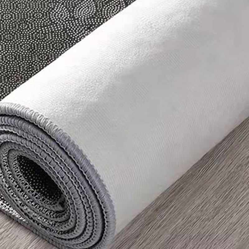 Tappeto grigio con stampa di geometria poliestere moderna tappeto resistente alle macchie per soggiorno