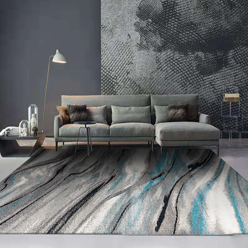 Dark Gray Modern Rug Polyester Abstract Color Piece Rug Washable Rug for Living Room