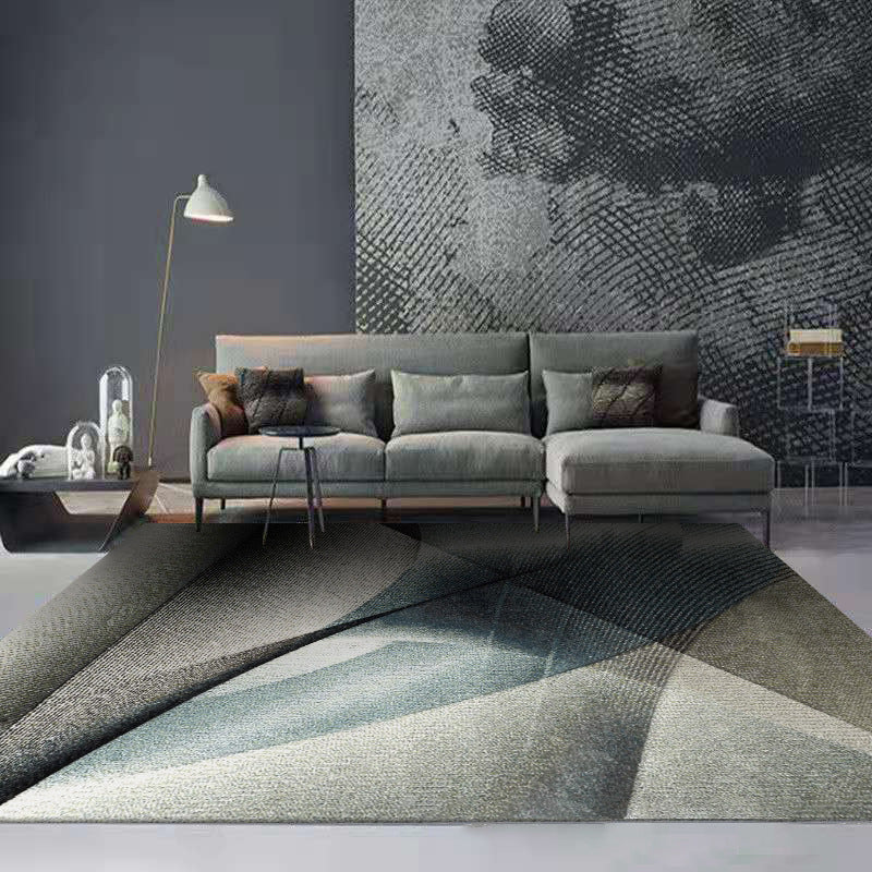 Dunkelgrau moderner Teppich Polyester abstrakter Farbstück Teppich Waschbar Teppich für Wohnzimmer