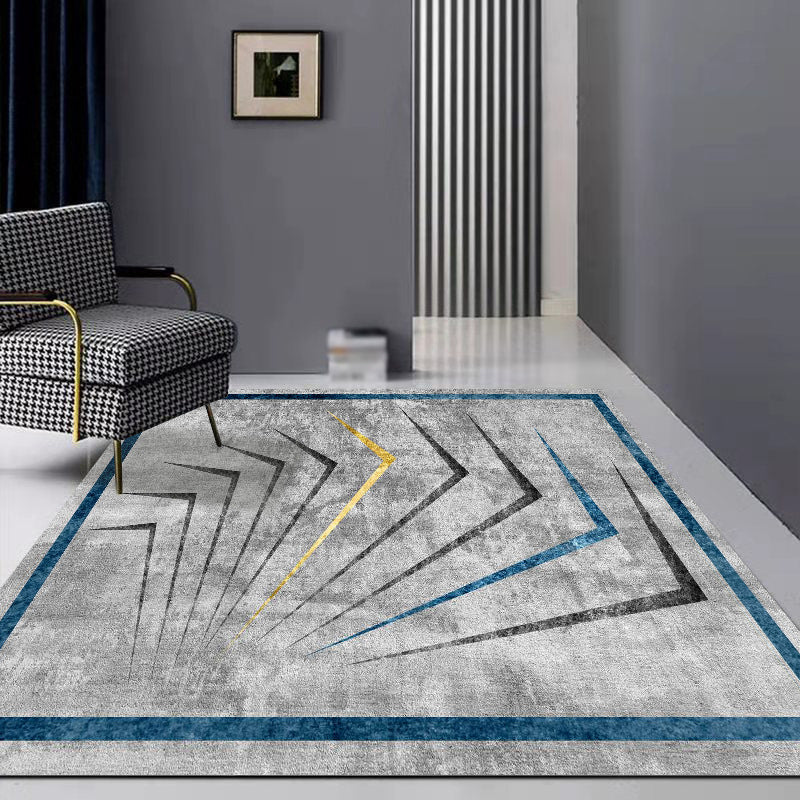 Grauer Graphenteppich Polyester Moderner Teppich nicht rutschfestem Hintergrund Teppich für Salon
