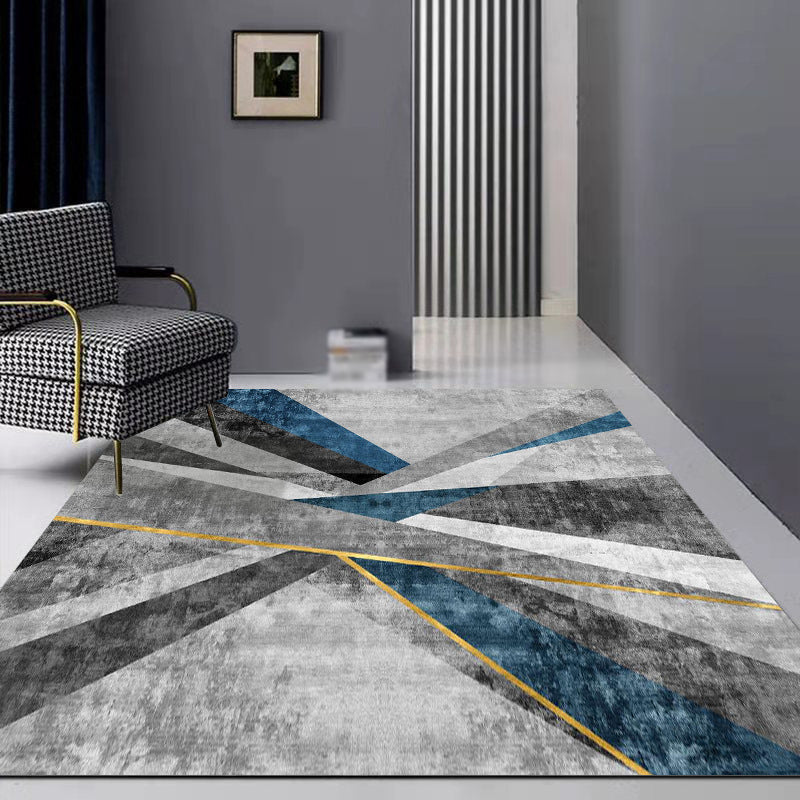 Grauer Graphenteppich Polyester Moderner Teppich nicht rutschfestem Hintergrund Teppich für Salon
