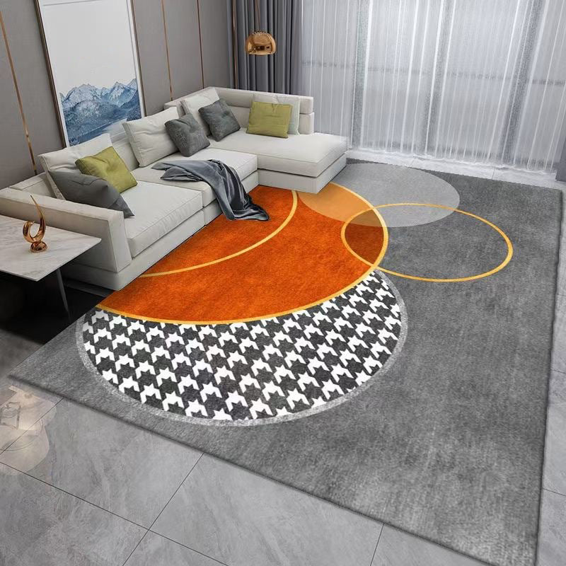 Light Gray Graphic Rug Polyester Modern Rug Stain Resistant Rug for Living Room