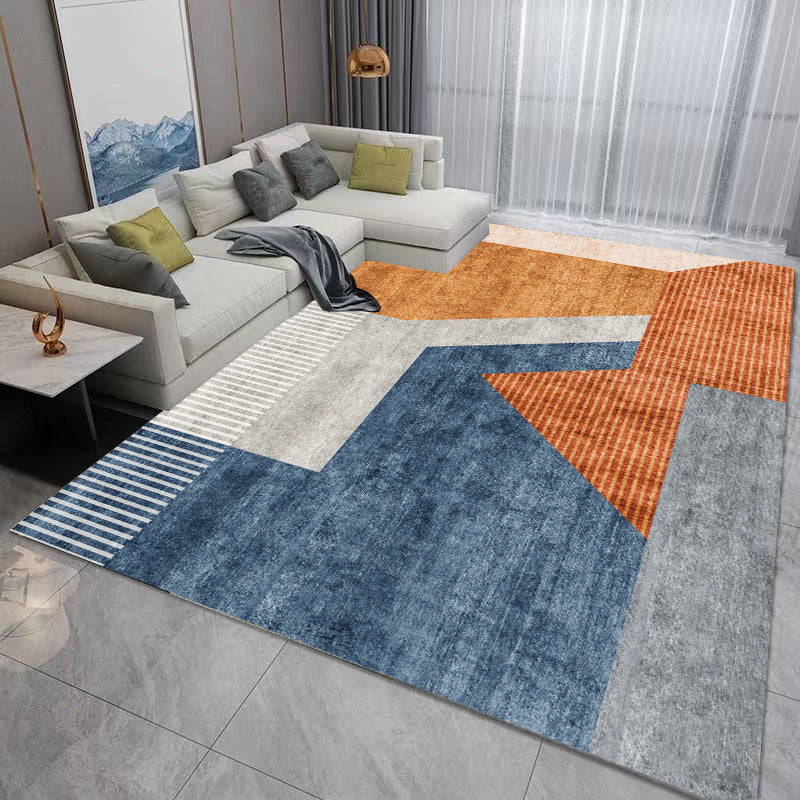 Light Gray Graphic Rug Polyester Modern Rug Stain Resistant Rug for Living Room