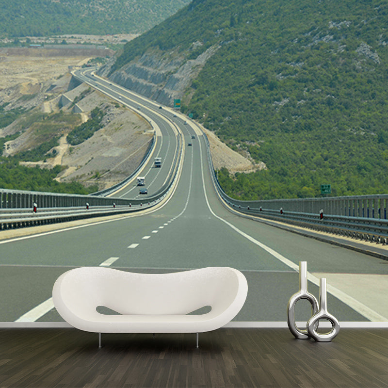 Highway Mildew Resistant Wallpaper Photography Sleeping Room Wall Mural