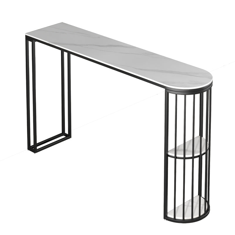 Marble Patio Bar Table with Specialty Table Top Double Pedestal Table - 41.3" H