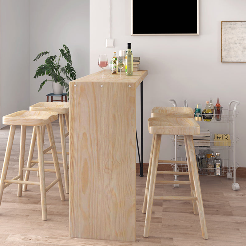 Natural Wood Counter Table with Rectangle Table Top Legs Table - 41.3" H