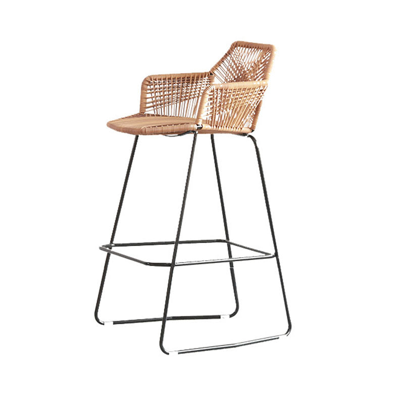 Modern Style Metal Bar Stool with Footrest and Low Back Balcony Lounge Bar Stool 30 Inch