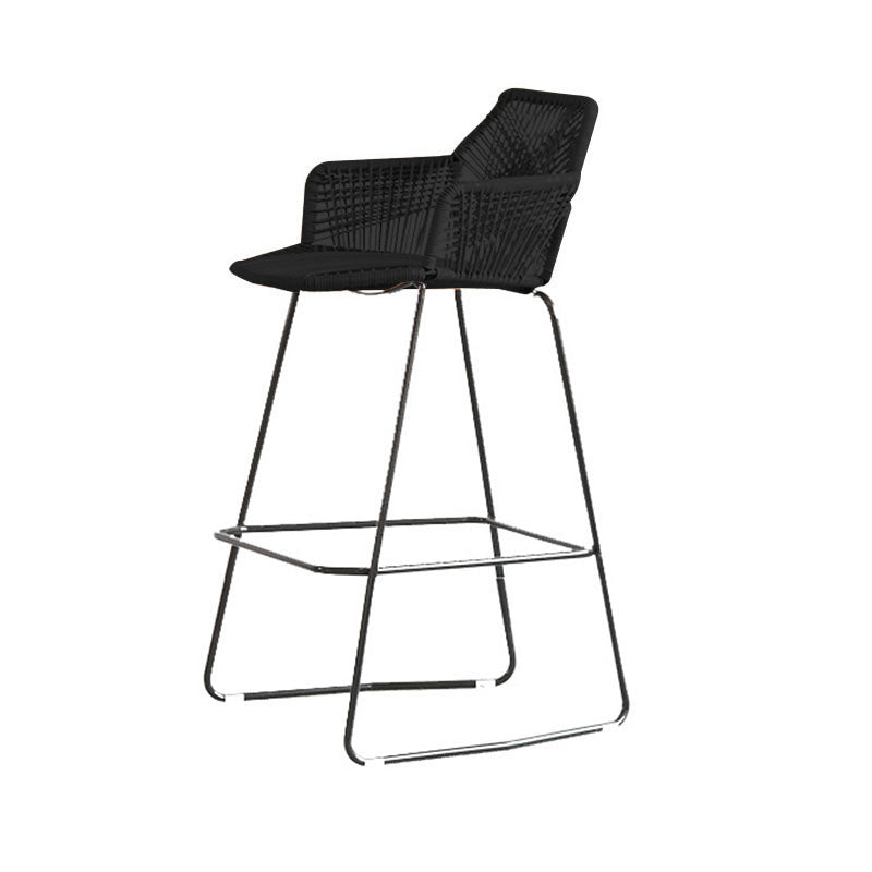 Modern Style Metal Bar Stool with Footrest and Low Back Balcony Lounge Bar Stool 30 Inch
