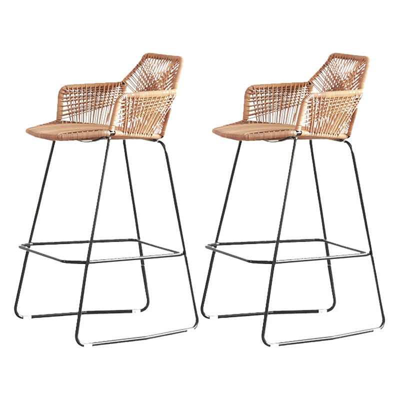 Modern Style Metal Bar Stool with Footrest and Low Back Balcony Lounge Bar Stool 30 Inch