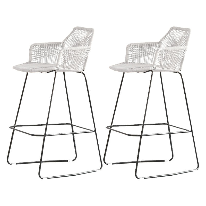 Modern Style Metal Bar Stool with Footrest and Low Back Balcony Lounge Bar Stool 30 Inch