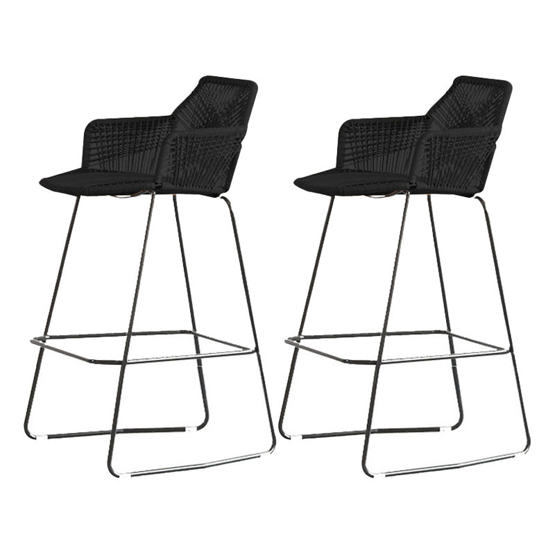 Modern Style Metal Bar Stool with Footrest and Low Back Balcony Lounge Bar Stool 30 Inch