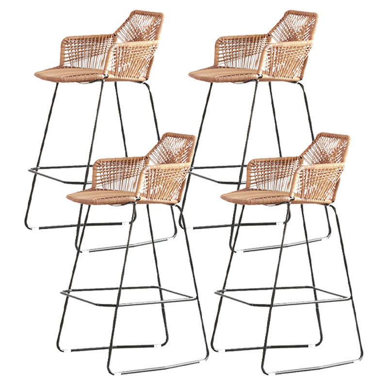 Modern Style Metal Bar Stool with Footrest and Low Back Balcony Lounge Bar Stool 30 Inch