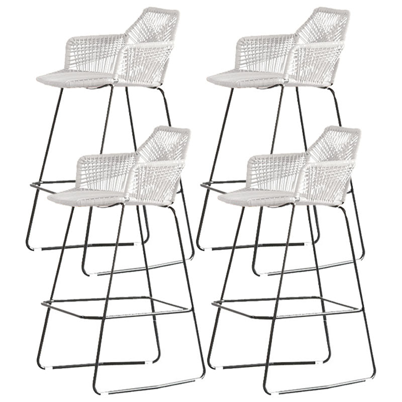 Modern Style Metal Bar Stool with Footrest and Low Back Balcony Lounge Bar Stool 30 Inch