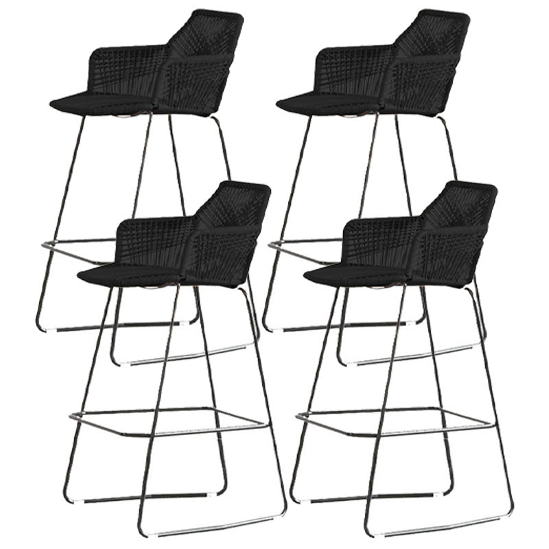 Modern Style Metal Bar Stool with Footrest and Low Back Balcony Lounge Bar Stool 30 Inch