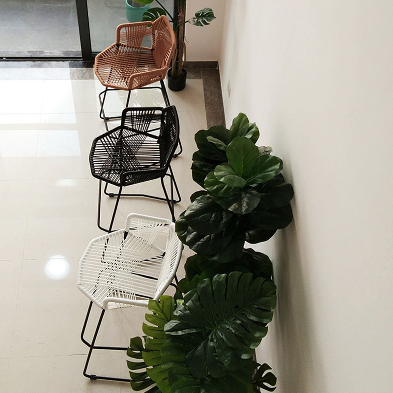 Modern Style Metal Bar Stool with Footrest and Low Back Balcony Lounge Bar Stool 30 Inch