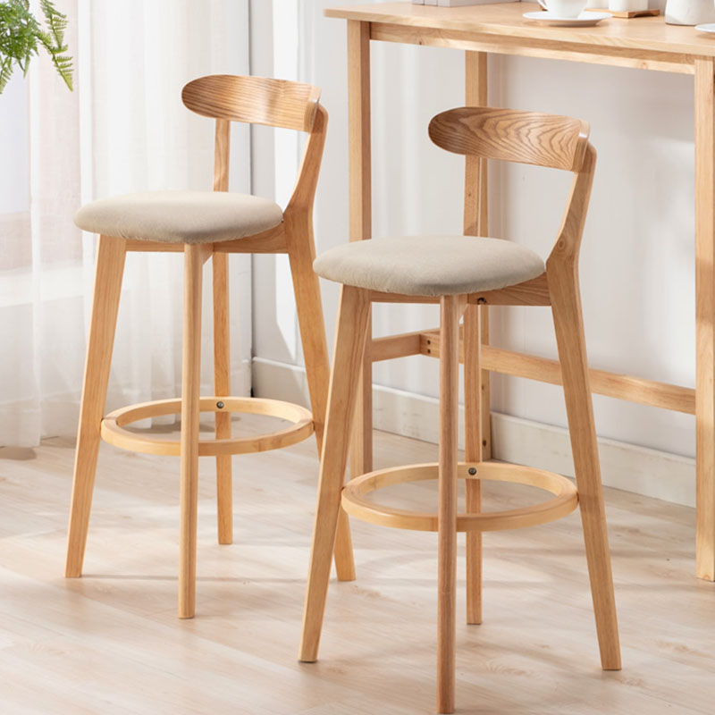 Taburetes de mostrador tapizado de madera natural taburetes de bar de reposapiés escandinavos