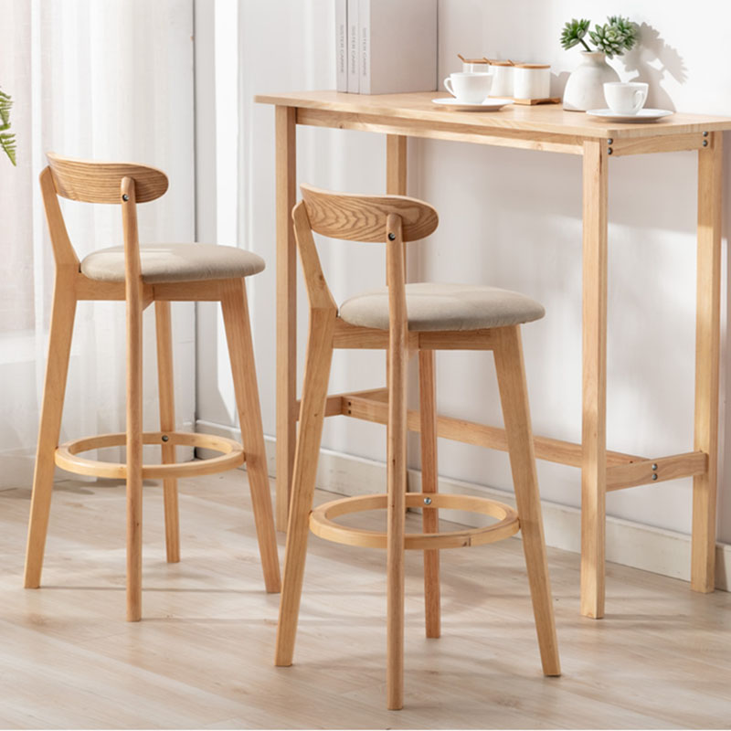 Taburetes de mostrador tapizado de madera natural taburetes de bar de reposapiés escandinavos