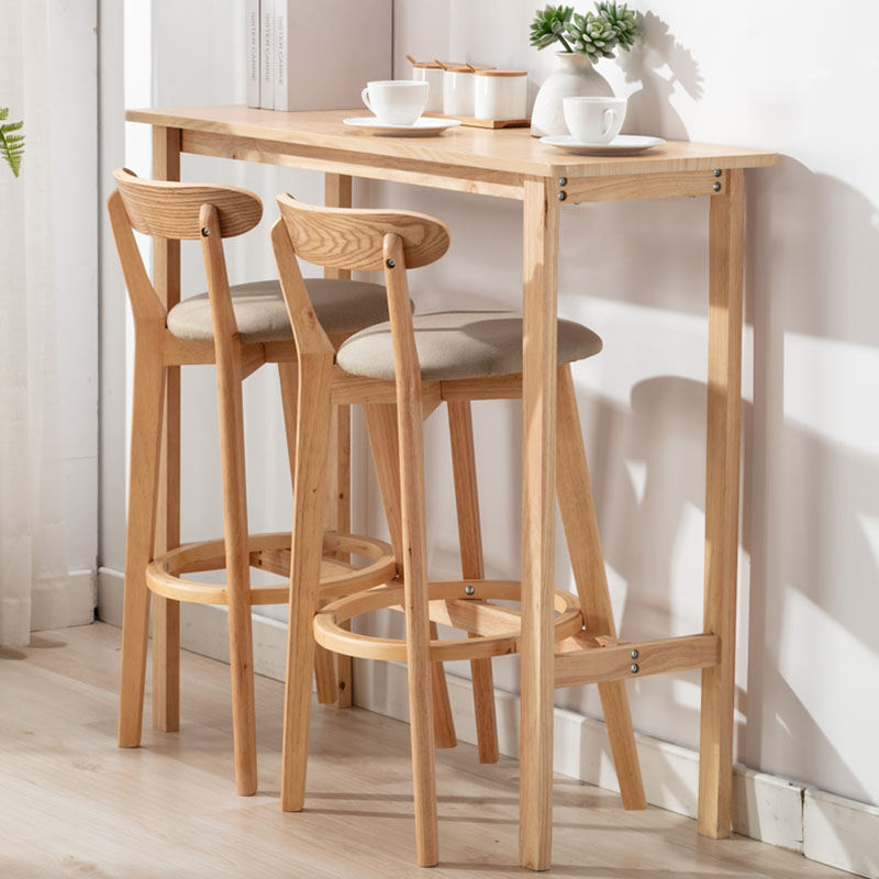 Taburetes de mostrador tapizado de madera natural taburetes de bar de reposapiés escandinavos
