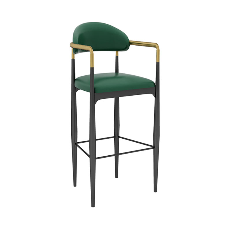 Scandinavian Metal Upholstered Counter Stools Armed Bar Stools with Footrest