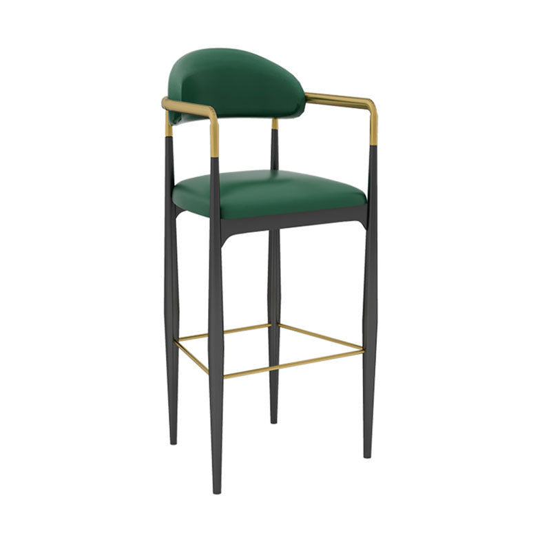 Scandinavian Metal Upholstered Counter Stools Armed Bar Stools with Footrest
