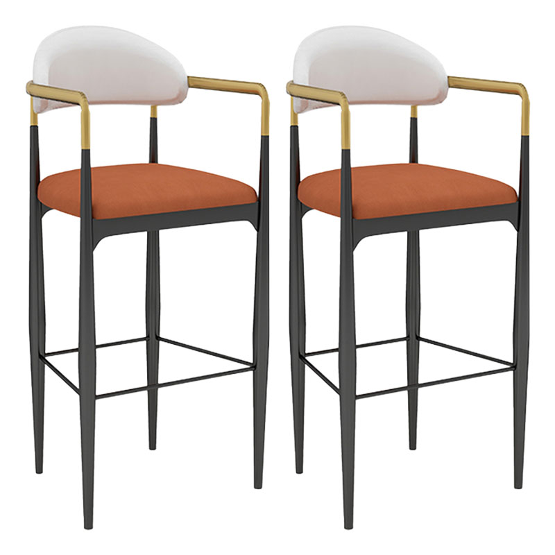 Scandinavian Metal Upholstered Counter Stools Armed Bar Stools with Footrest