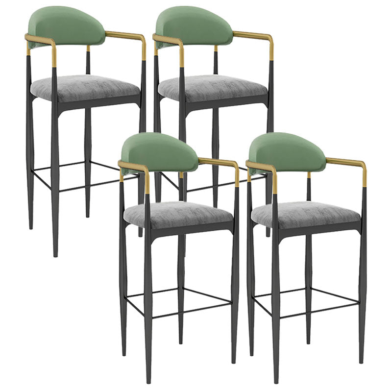 Scandinavian Metal Upholstered Counter Stools Armed Bar Stools with Footrest