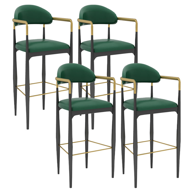 Scandinavian Metal Upholstered Counter Stools Armed Bar Stools with Footrest