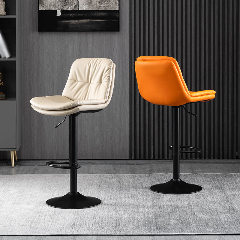 Nordic Steel Adjustable Swivel Barstool Indoor Tall Stool with Leather Seat