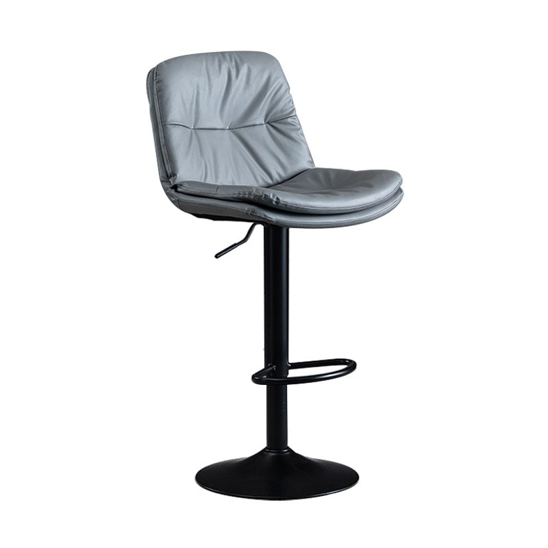 Nordic Steel Adjustable Swivel Barstool Indoor Tall Stool with Leather Seat
