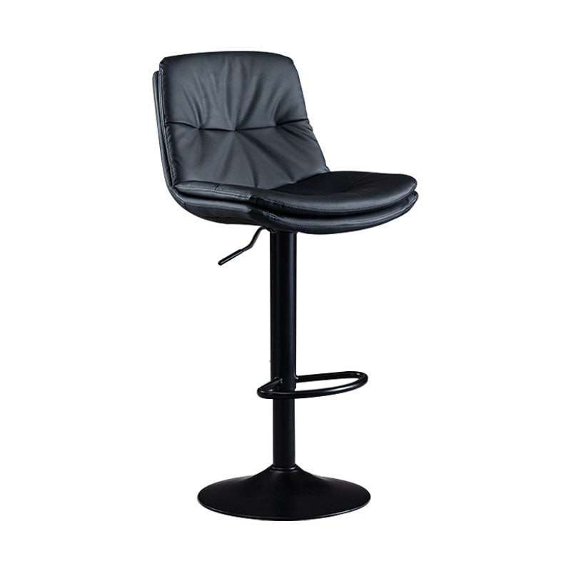 Nordic Steel Adjustable Swivel Barstool Indoor Tall Stool with Leather Seat