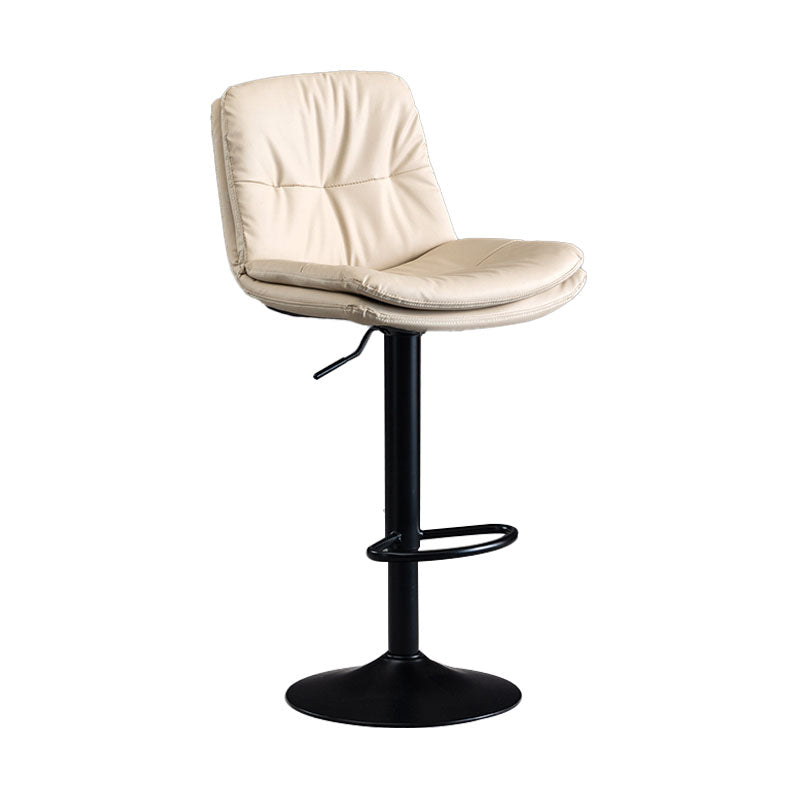 Nordic Steel Adjustable Swivel Barstool Indoor Tall Stool with Leather Seat