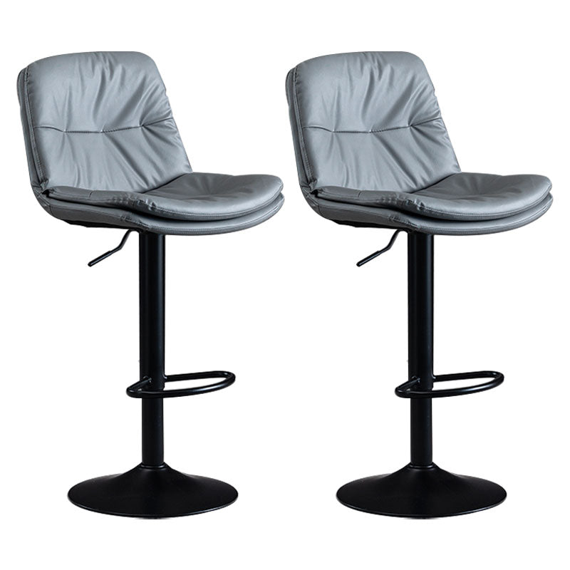 Nordic Steel Adjustable Swivel Barstool Indoor Tall Stool with Leather Seat