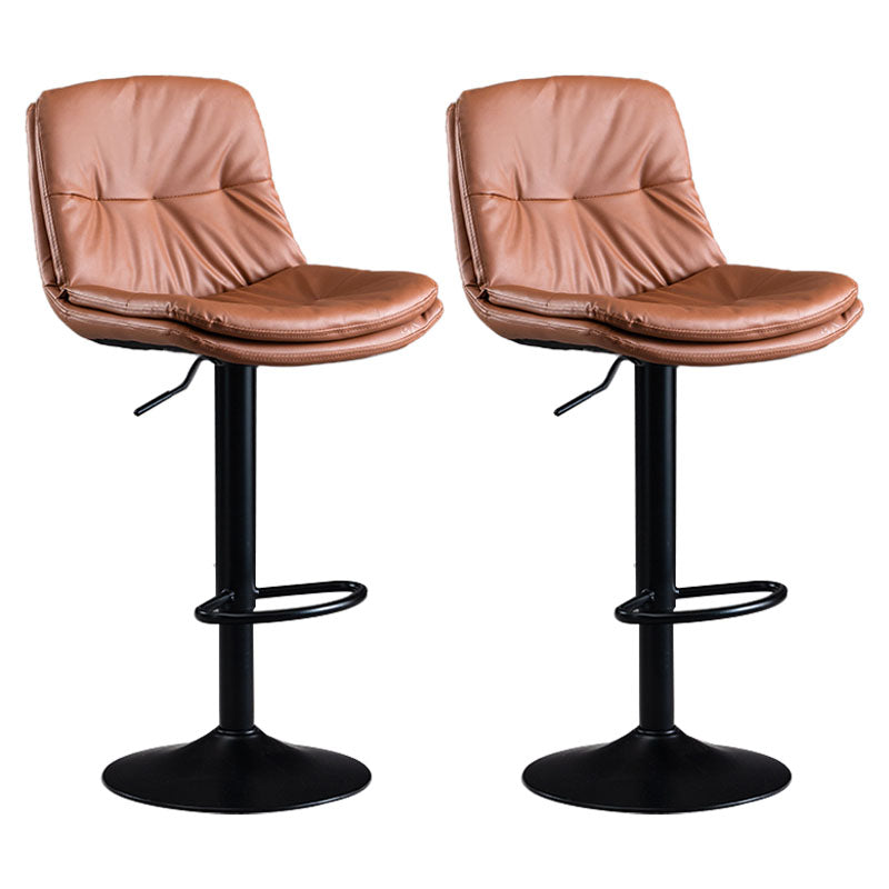 Nordic Steel Adjustable Swivel Barstool Indoor Tall Stool with Leather Seat
