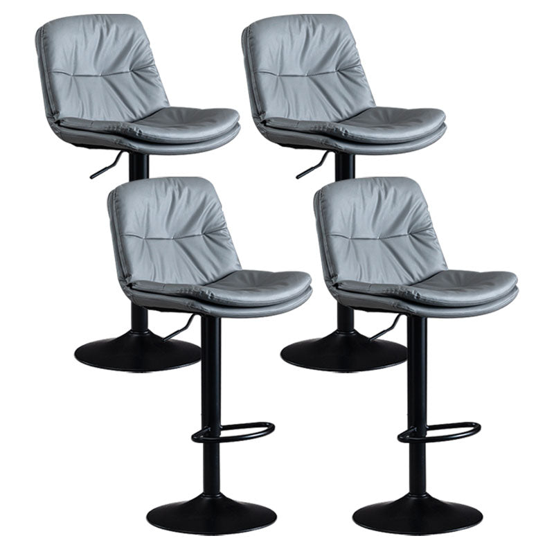 Nordic Steel Adjustable Swivel Barstool Indoor Tall Stool with Leather Seat