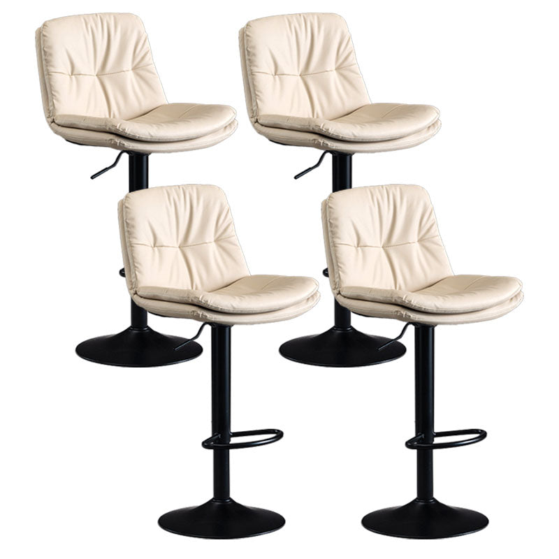 Nordic Steel Adjustable Swivel Barstool Indoor Tall Stool with Leather Seat