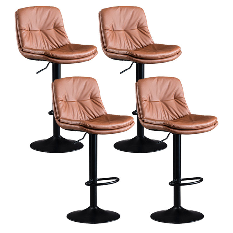 Nordic Steel Adjustable Swivel Barstool Indoor Tall Stool with Leather Seat