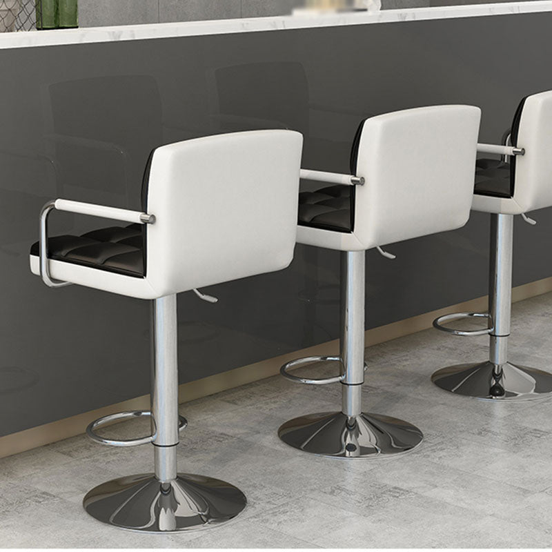 Scandinavian Adjustable Height Swivel Counter Stools Metal Upholstered Bar Stools