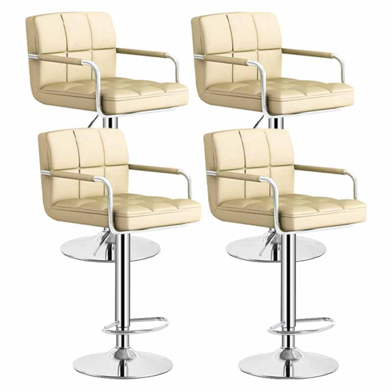 Scandinavian Adjustable Height Swivel Counter Stools Metal Upholstered Bar Stools