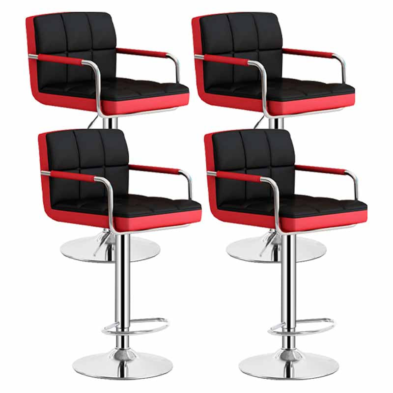 Scandinavian Adjustable Height Swivel Counter Stools Metal Upholstered Bar Stools