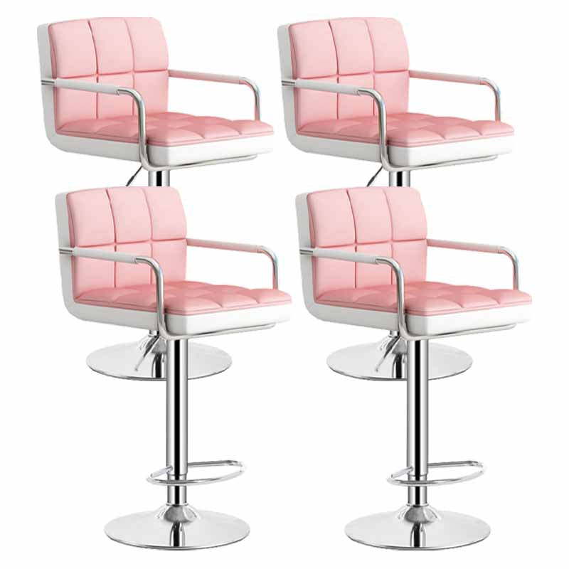 Scandinavian Adjustable Height Swivel Counter Stools Metal Upholstered Bar Stools