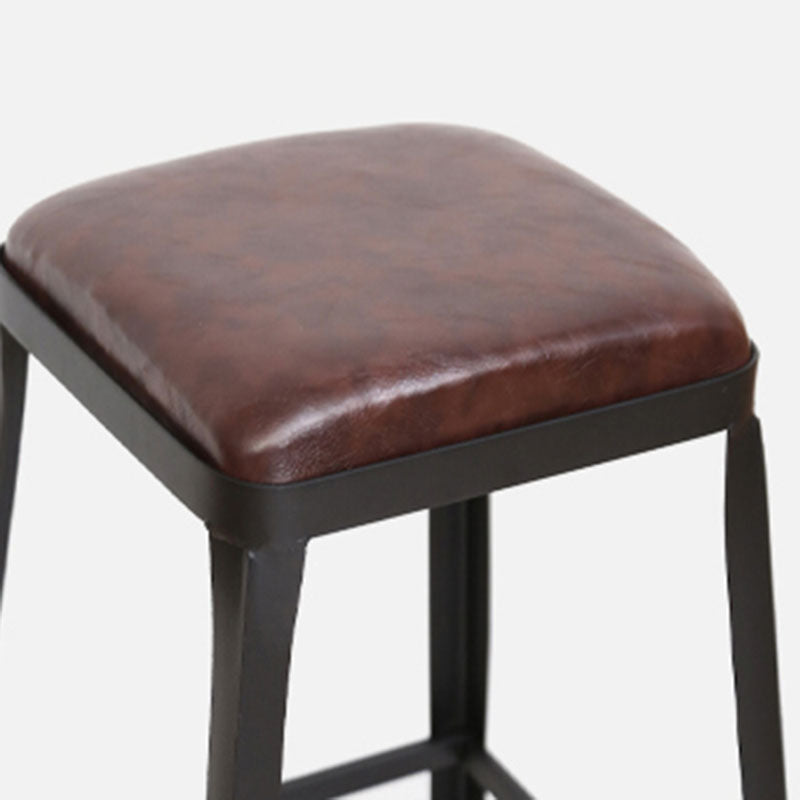 Wooden Square Seat Barstool Industrial Metal Counter Stool with Backrest