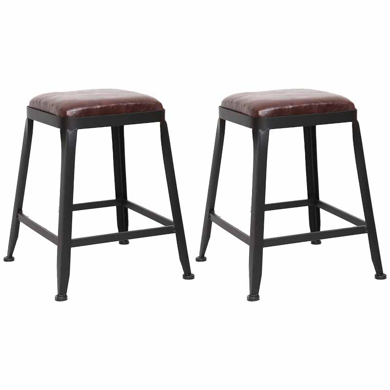 Wooden Square Seat Barstool Industrial Metal Counter Stool with Backrest
