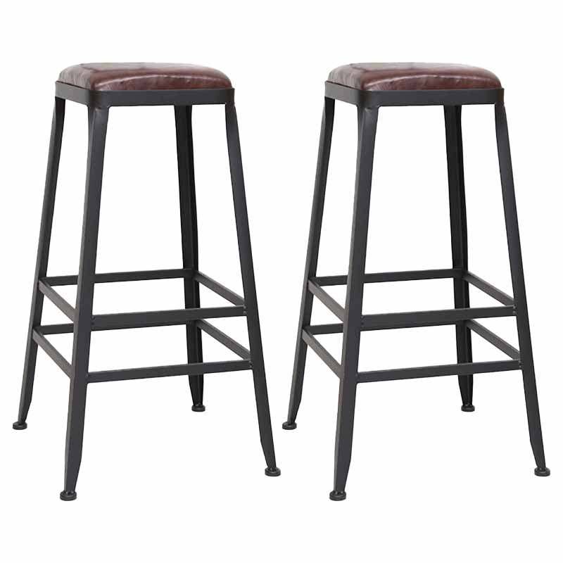 Wooden Square Seat Barstool Industrial Metal Counter Stool with Backrest