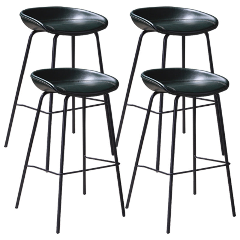 Leather Seat Barstool Industrial Metal Counter Stool with Low Back