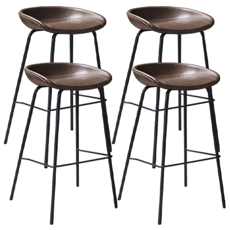 Leather Seat Barstool Industrial Metal Counter Stool with Low Back